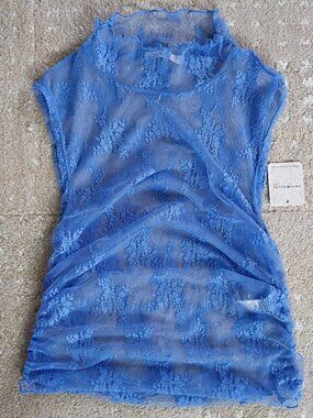 Free People Nice Try Mock Neck Sheer Lace Tank Top NWT XS